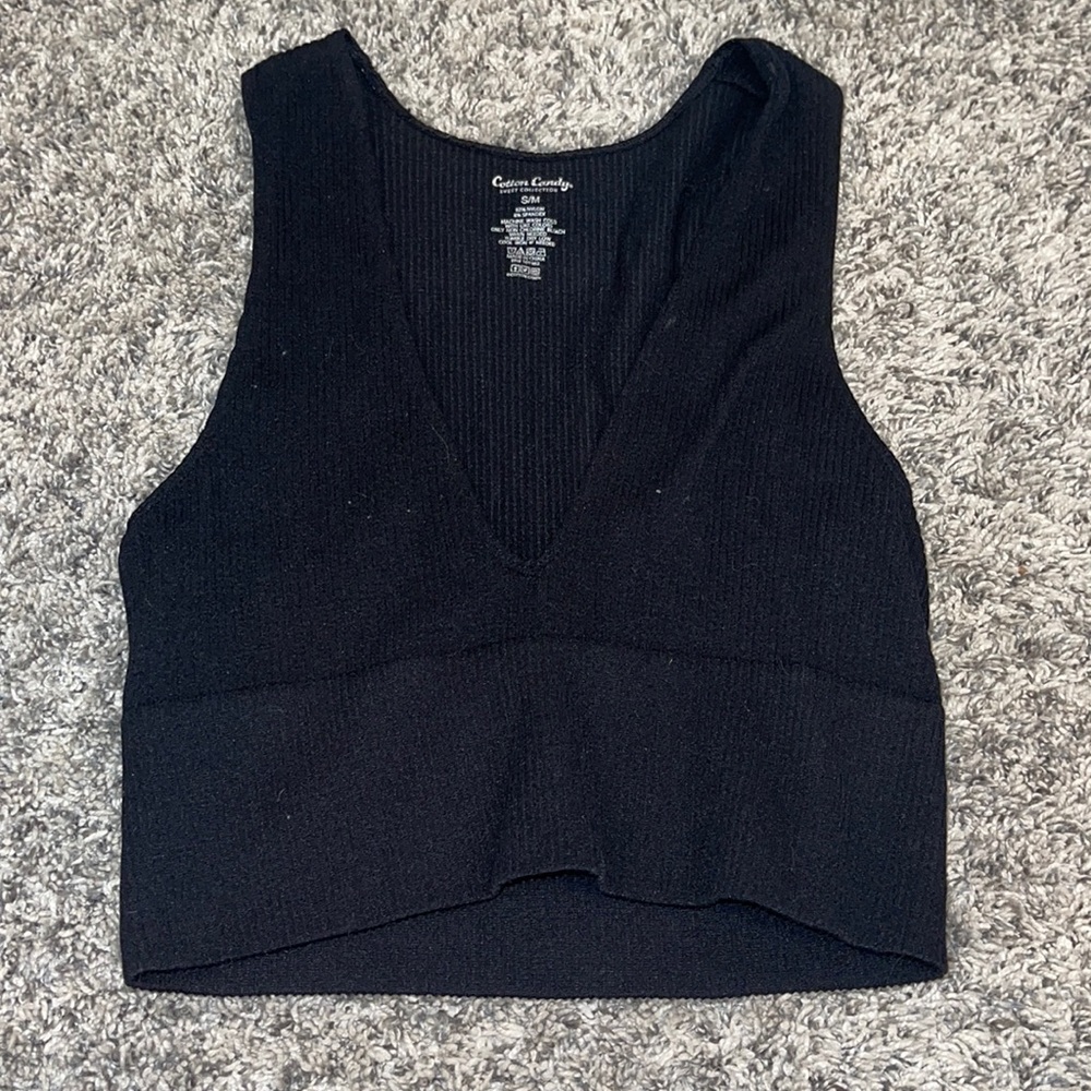 Cotton candy black tank. Size S/M